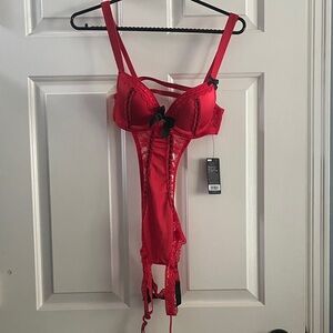 Elegant Red Lace Lingerie Set